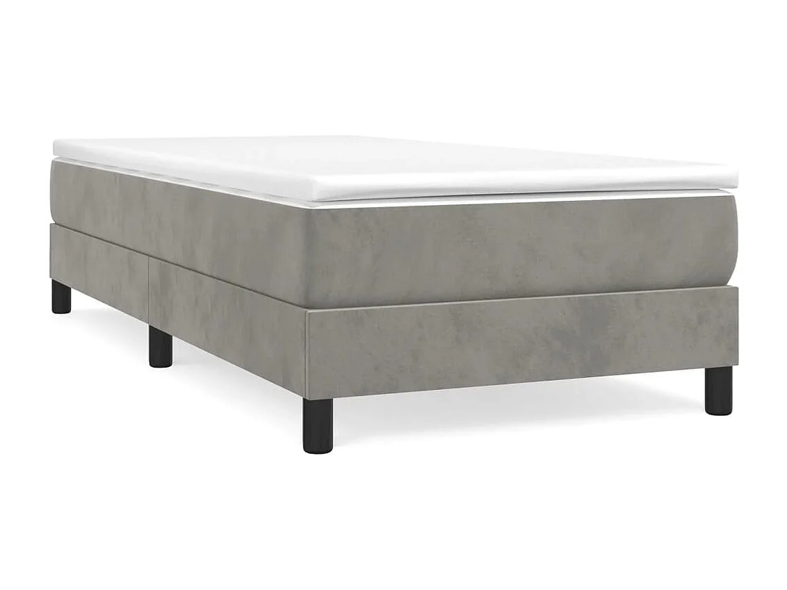 Lit simple | Lit adulte, enfant | Cadre de lit gris clair 80x200 cm velours