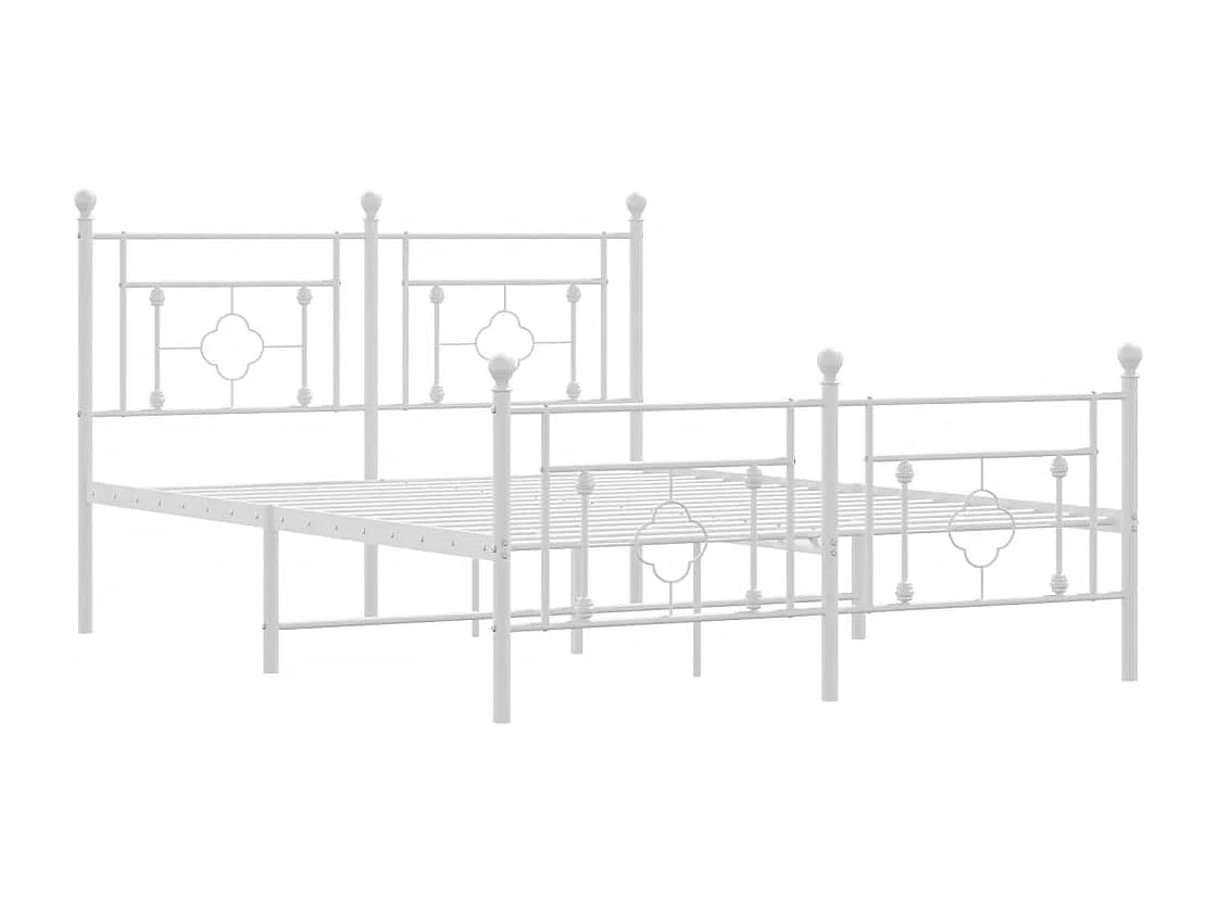 Lit double | Lit adulte | Cadre de lit métal et pied de lit blanc 140x190 cm