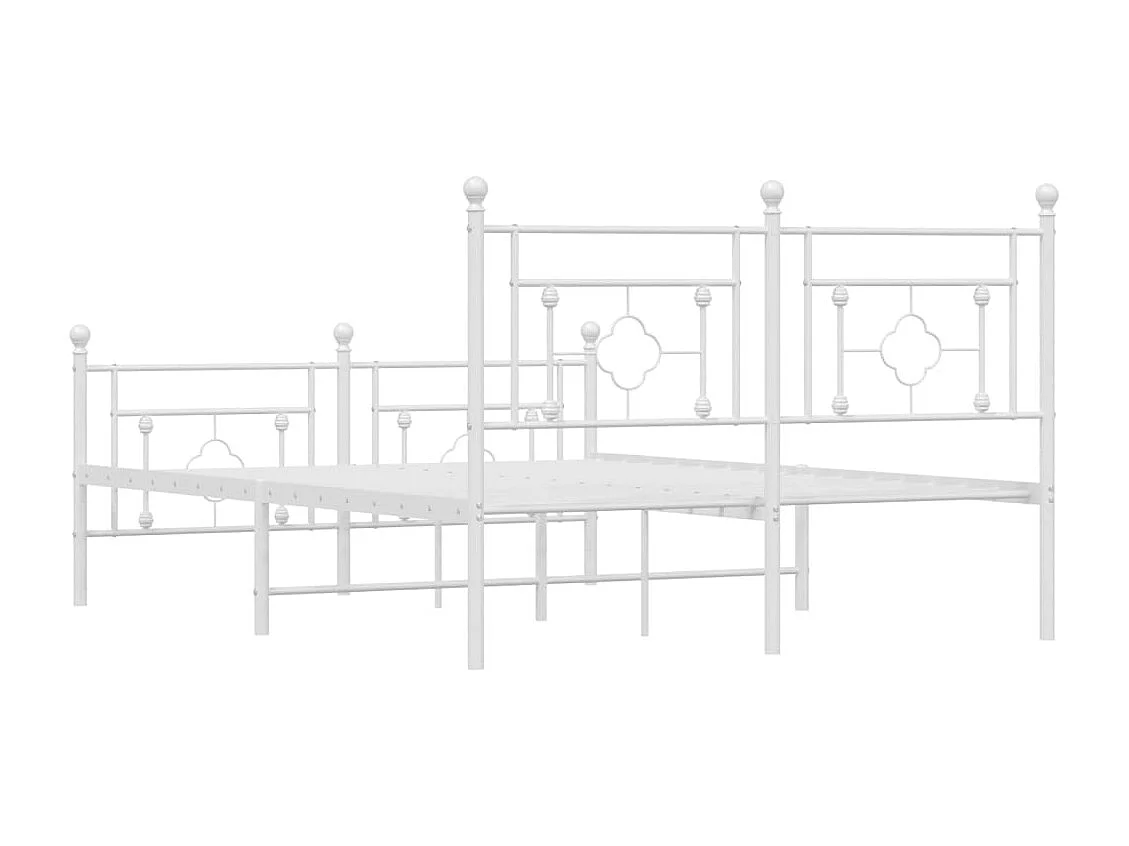 Lit double | Lit adulte | Cadre de lit métal et pied de lit blanc 140x190 cm