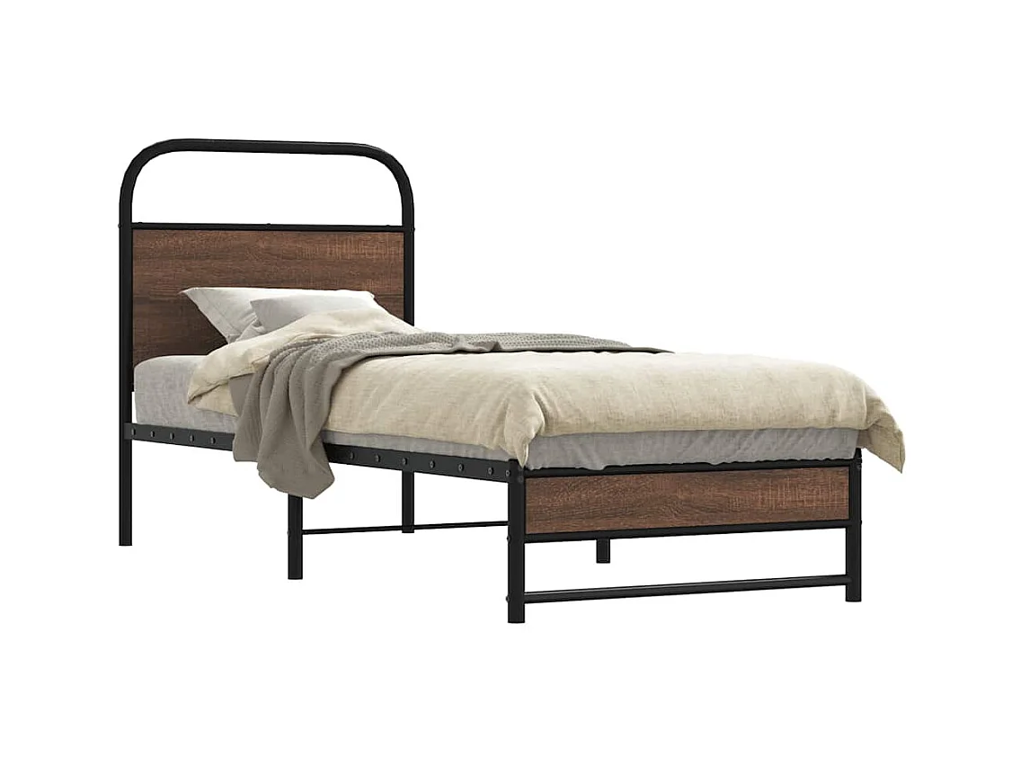 Letto per adulti | Letto singolo | Giroletto senza Materasso Rovere Marrone 80x200cm in Truciolato