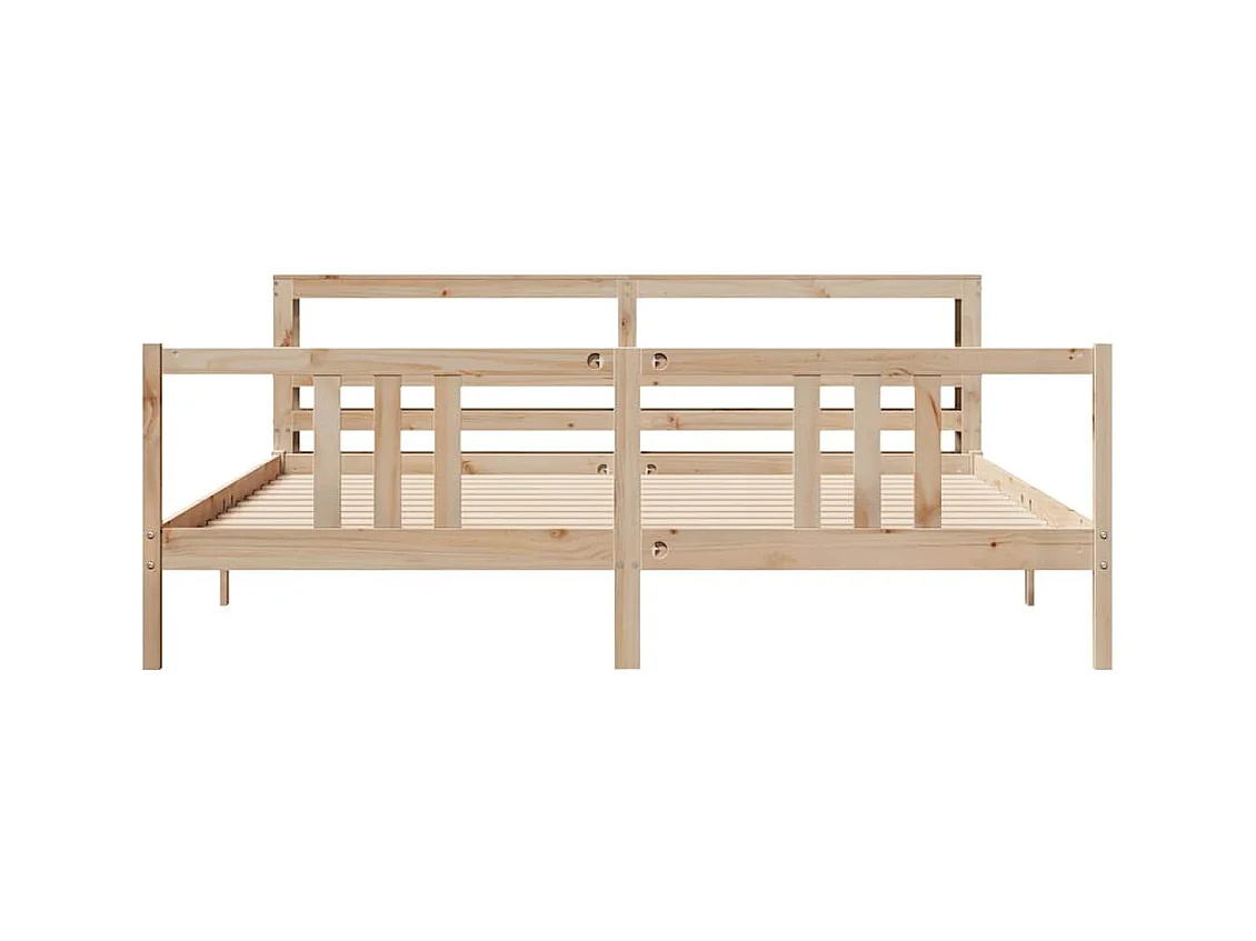 Letto per adulti | Letto matrimoniale | Giroletto con Testiera 200x200 cm in Legno Massello di Pino