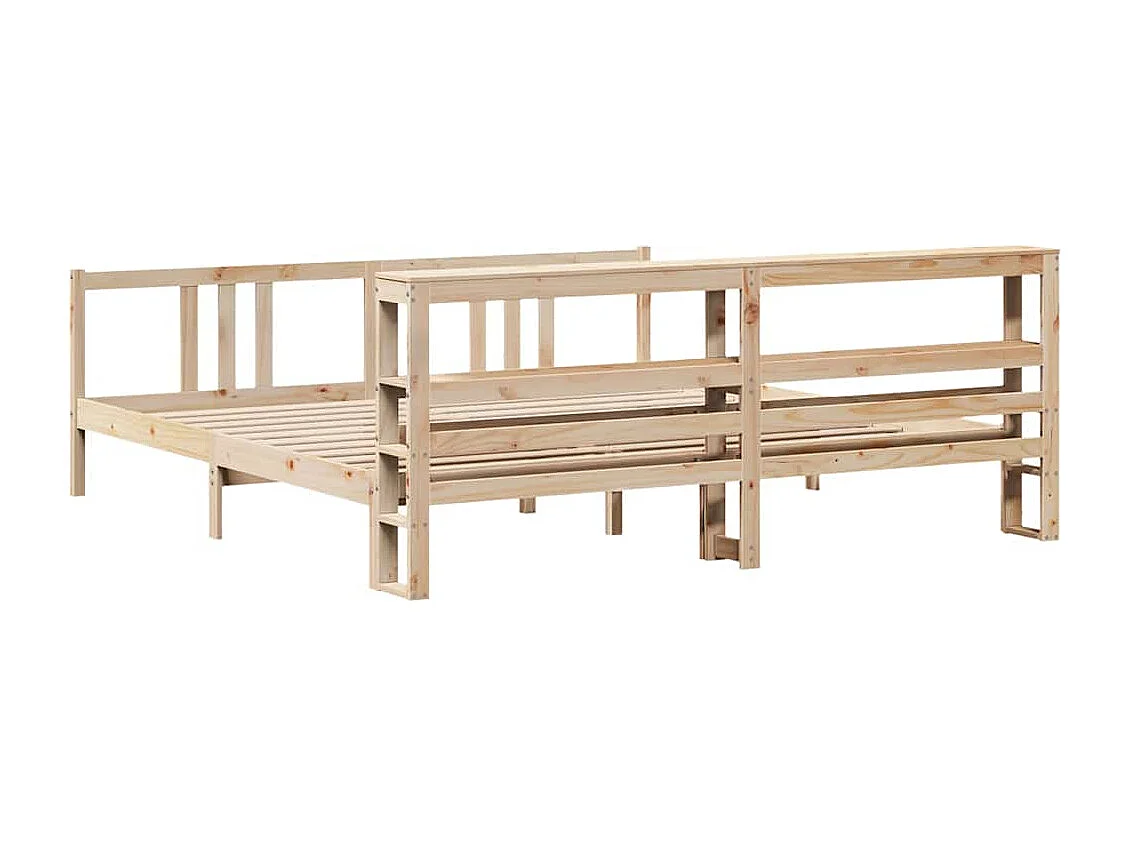 Letto per adulti | Letto matrimoniale | Giroletto con Testiera 200x200 cm in Legno Massello di Pino