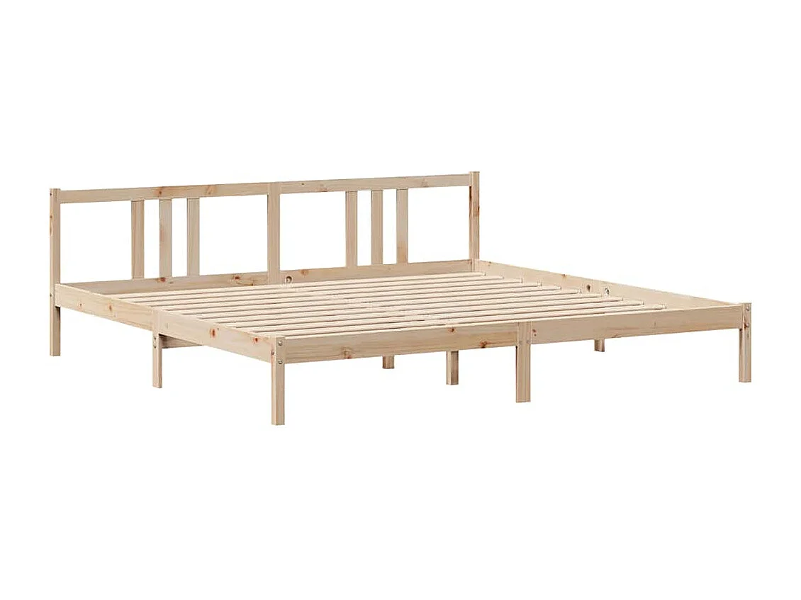 Letto per adulti | Letto matrimoniale | Giroletto con Testiera 200x200 cm in Legno Massello di Pino