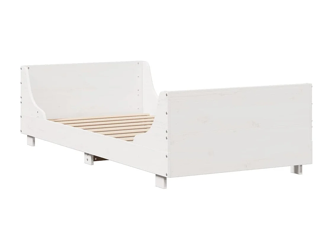 Letto per adulti | Letto singolo | Giroletto senza Materasso Bianco 90x200 cm Legno Massello Pino