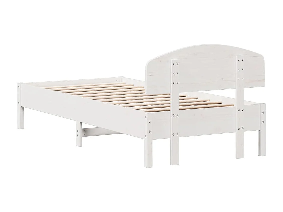 Lit simple | Lit adulte, enfant | Cadre de lit blanc 90x200 cm bois de pin massif