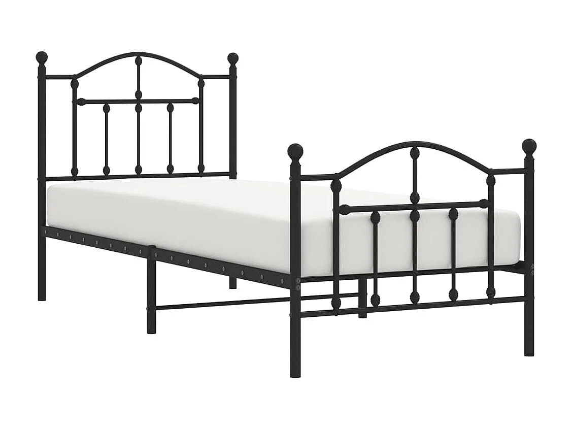 Lit simple | Lit adulte, enfant | Cadre de lit métal avec pied de lit noir 80x200 cm