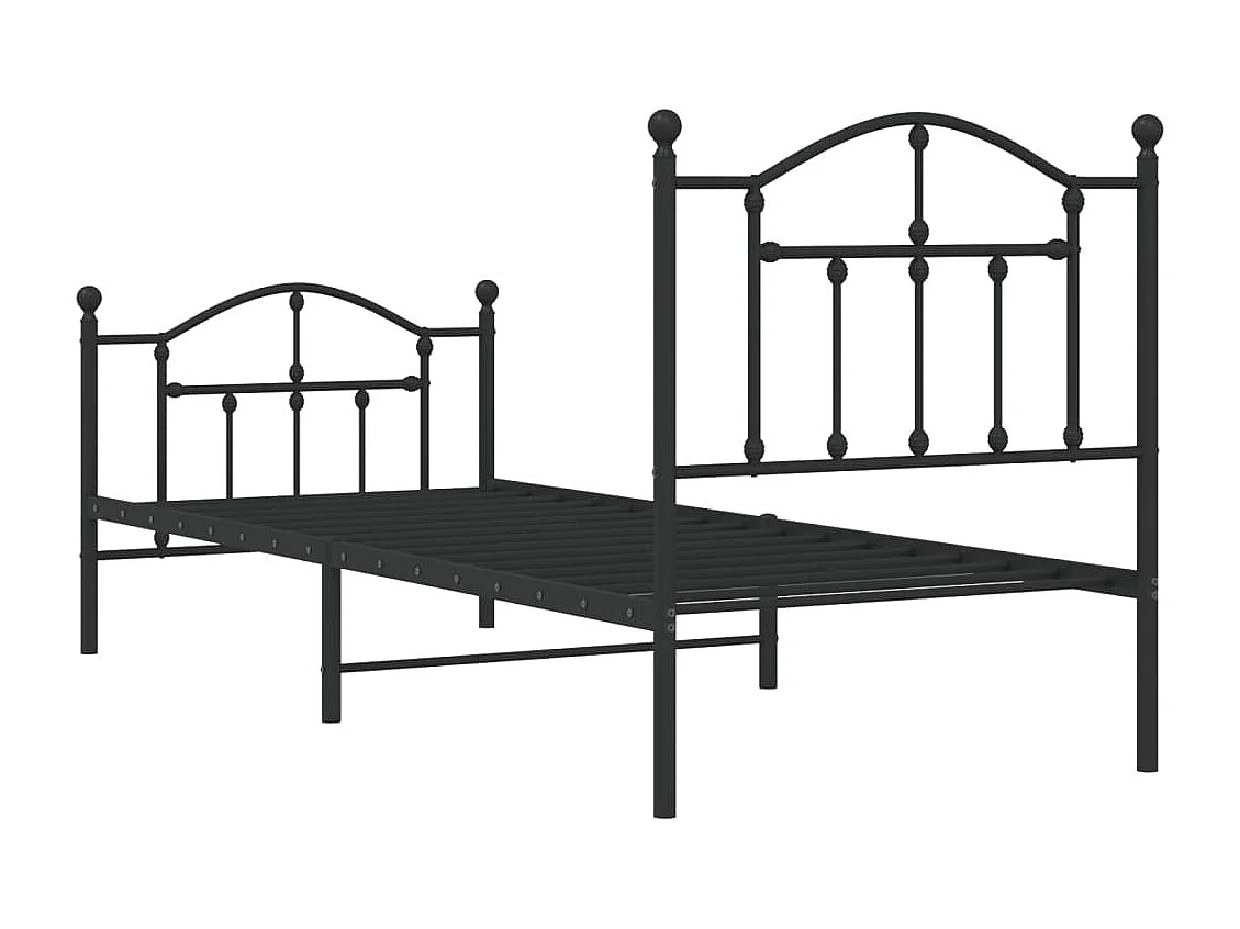 Lit simple | Lit adulte, enfant | Cadre de lit métal avec pied de lit noir 80x200 cm