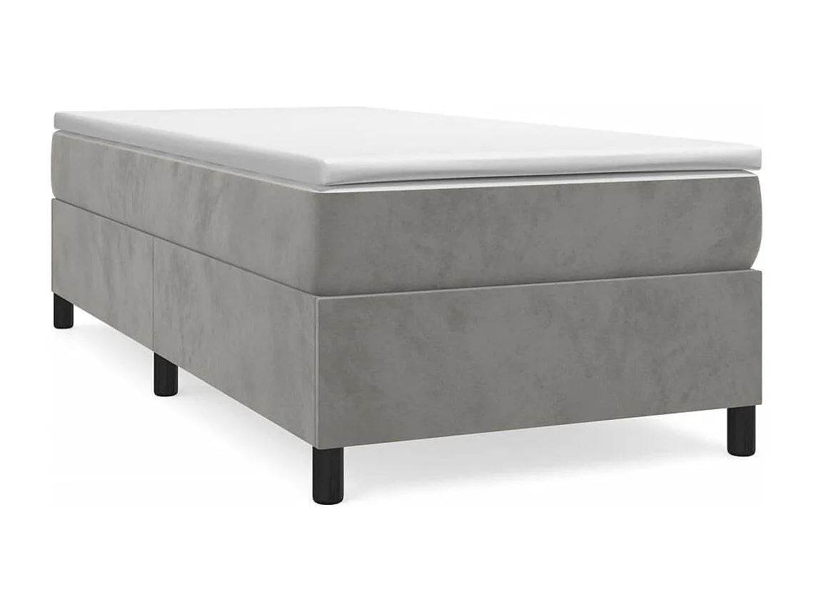Lit simple | Lit adulte, enfant | Cadre de lit gris clair 100x200 cm velours