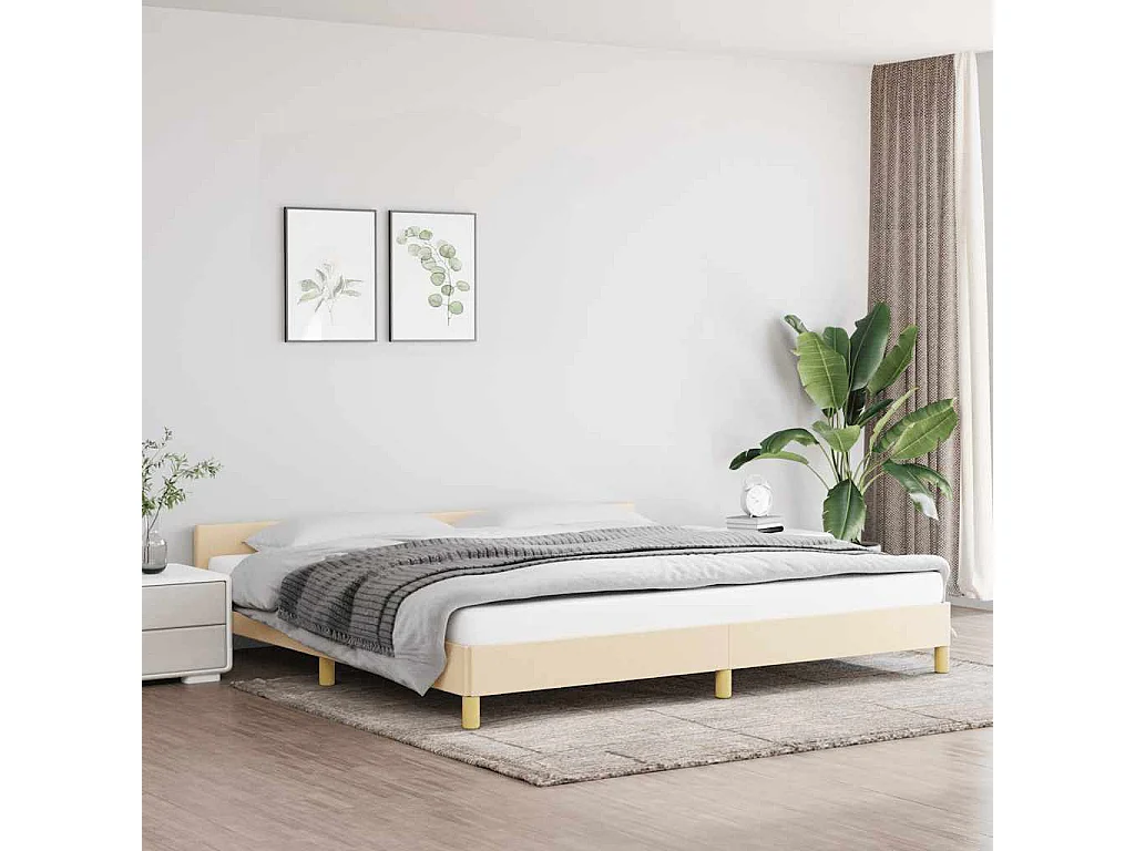 Bedframe | Tweepersoonsbed zonder matras stof crmekleurig 200x200 cm