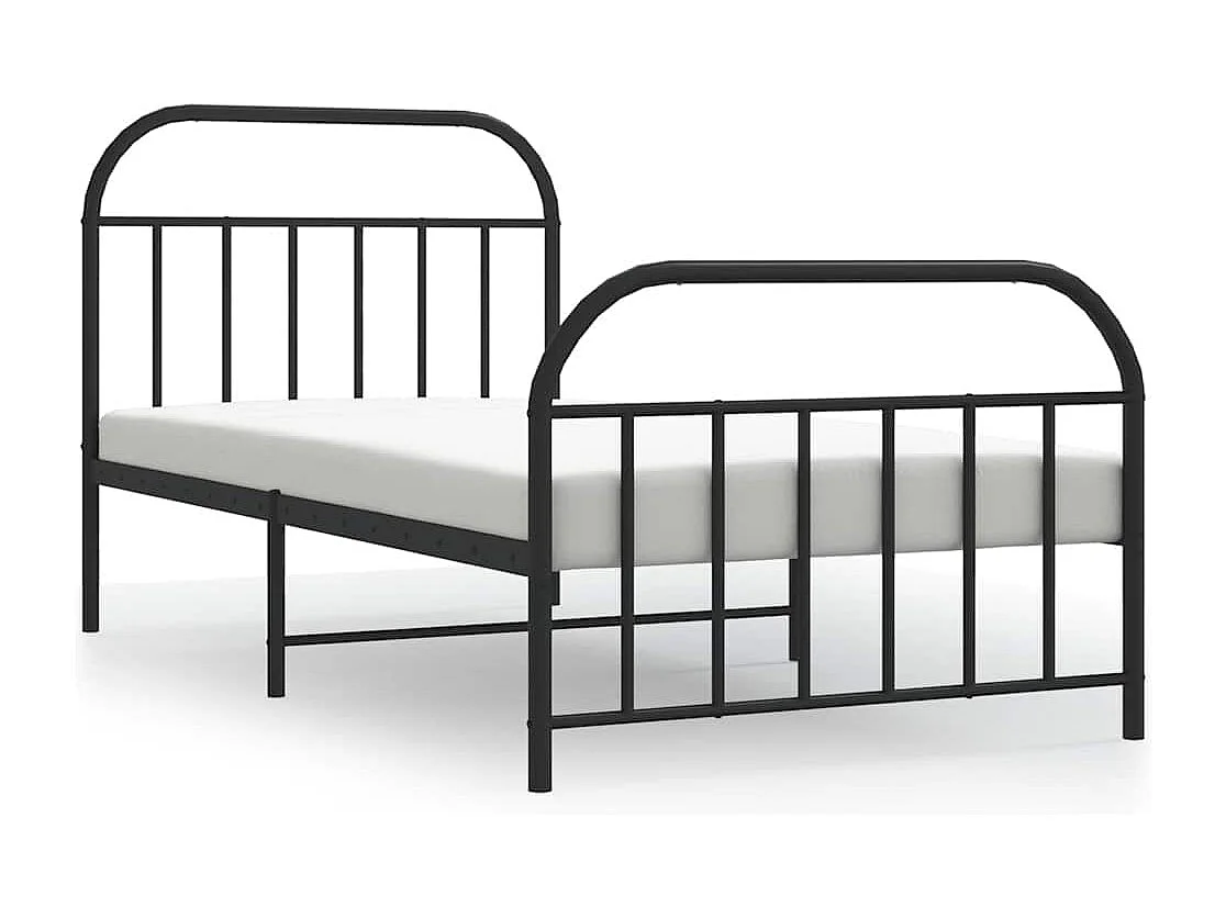 Lit simple | Lit adulte, enfant | Cadre de lit métal avec pied de lit noir 100x190cm