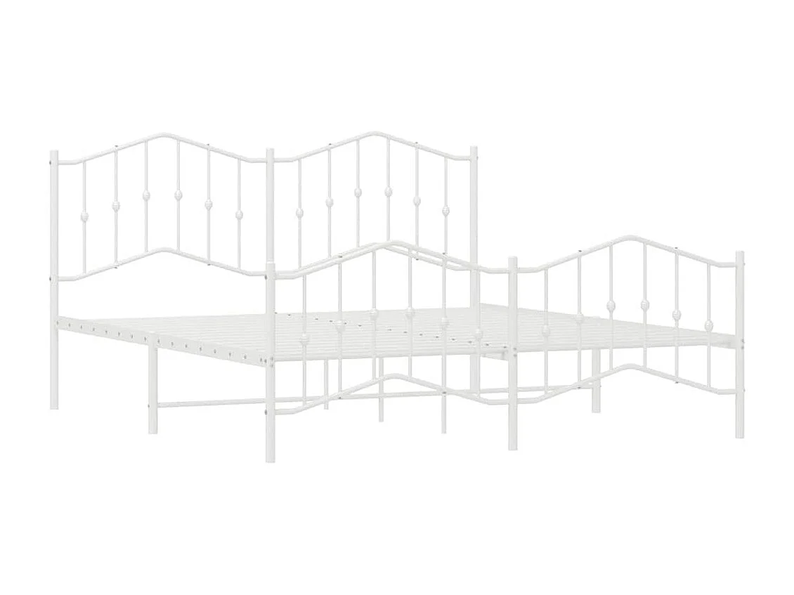 Lit double | Lit adulte | Cadre de lit métal et pied de lit blanc 183x213 cm