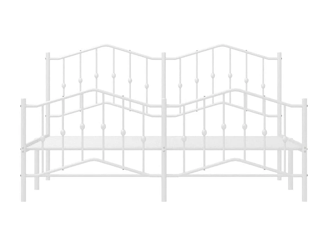 Lit double | Lit adulte | Cadre de lit métal et pied de lit blanc 183x213 cm