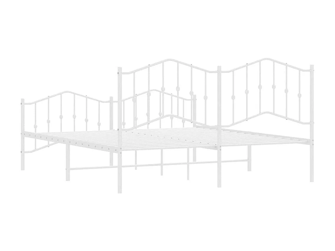 Lit double | Lit adulte | Cadre de lit métal et pied de lit blanc 183x213 cm