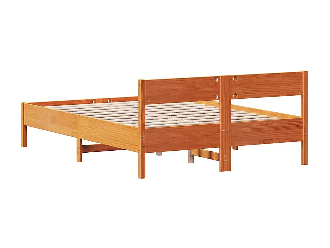 Lit double | Lit adulte | Cadre de lit cire marron 150x200cm bois pin massif