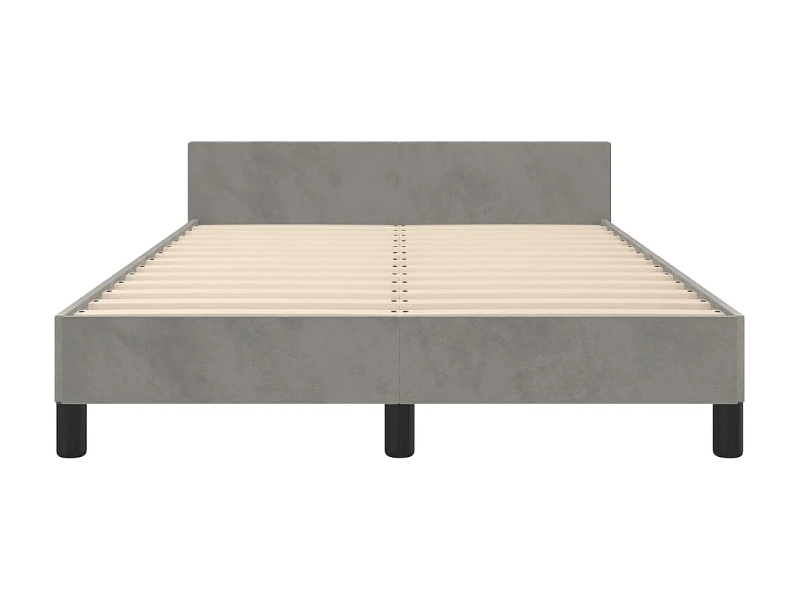 Lit simple | Lit adulte, enfant | Cadre de lit gris clair 120x190 cm velours