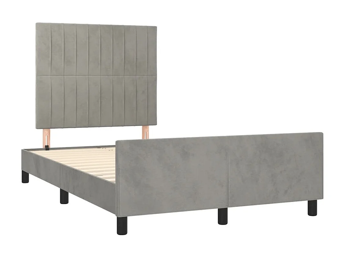 Lit simple | Lit adulte, enfant | Cadre de lit gris clair 120x190 cm velours
