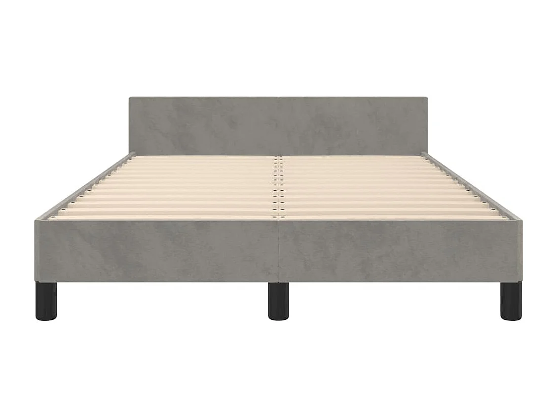 Lit simple | Lit adulte, enfant | Cadre de lit gris clair 120x190 cm velours