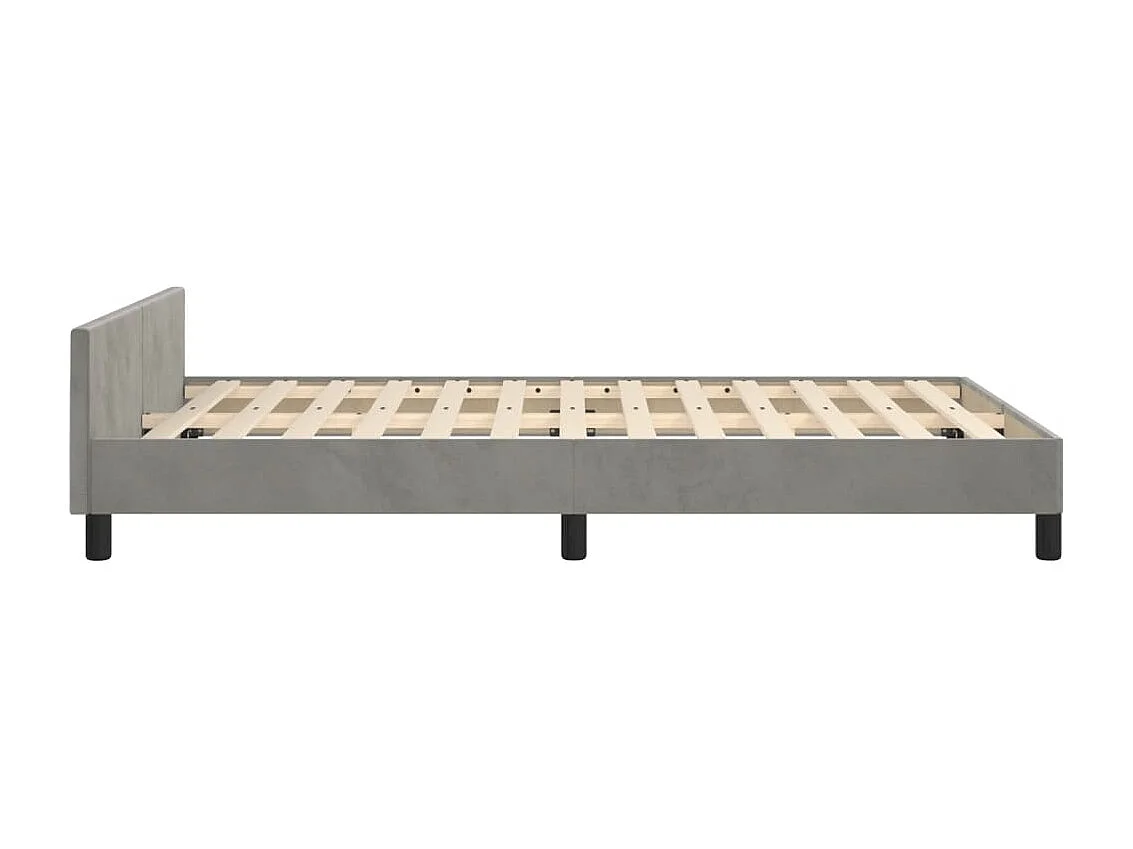 Lit simple | Lit adulte, enfant | Cadre de lit gris clair 120x190 cm velours
