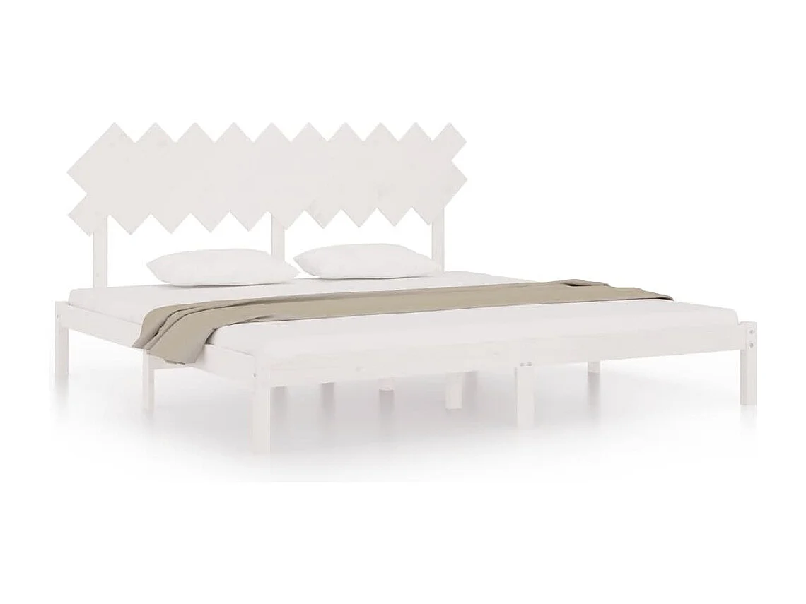 Lit double | Lit adulte | Cadre de lit blanc 200x200 cm bois massif