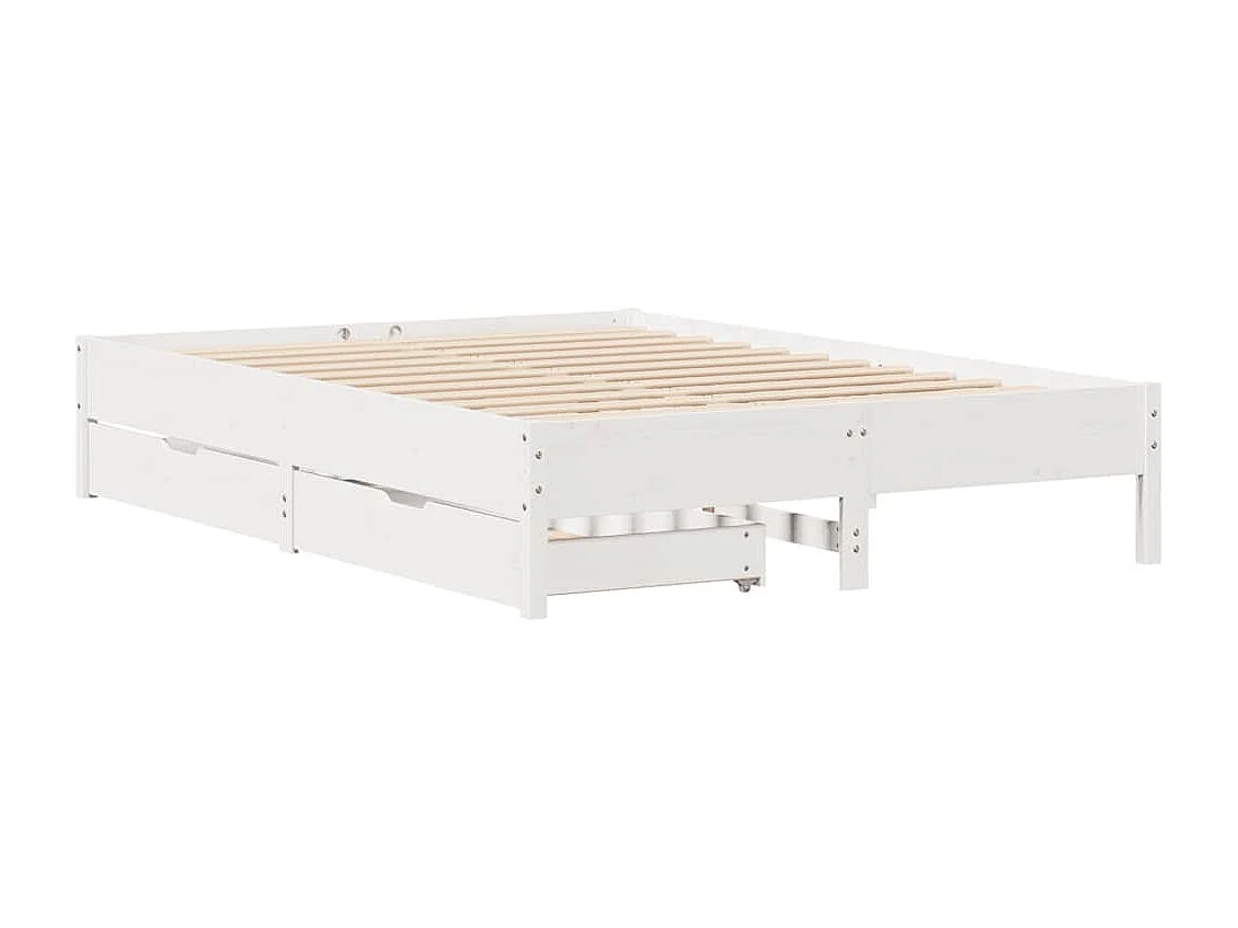 Lit double | Lit adulte | Cadre de lit blanc 140x200 cm bois de pin massif