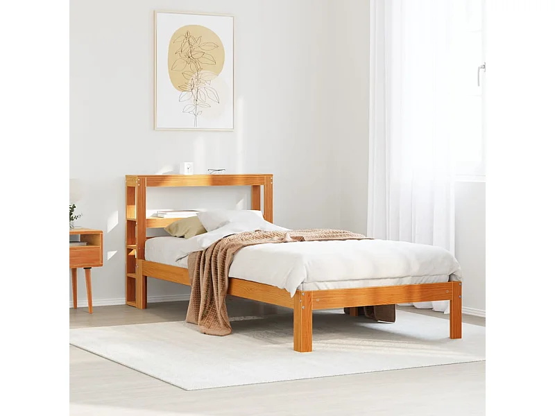 Lit simple | Lit adulte, enfant | Cadre de lit cire marron 100x200cm bois pin massif