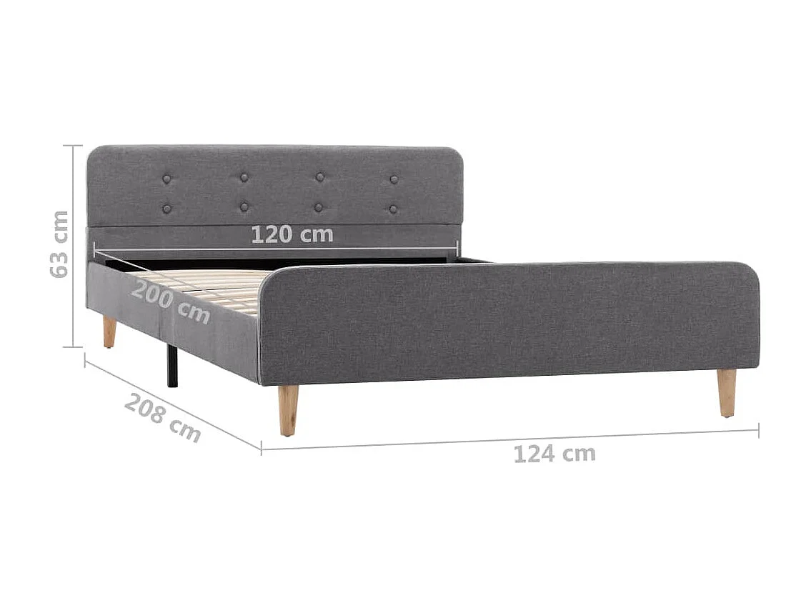 Lit simple | Lit adulte, enfant | Cadre de lit Gris clair Tissu 120x200 cm