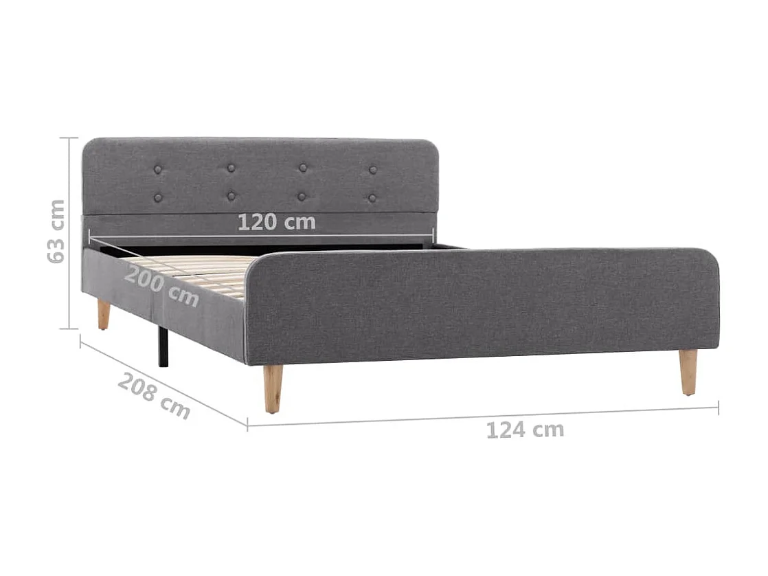 Lit simple | Lit adulte, enfant | Cadre de lit Gris clair Tissu 120x200 cm
