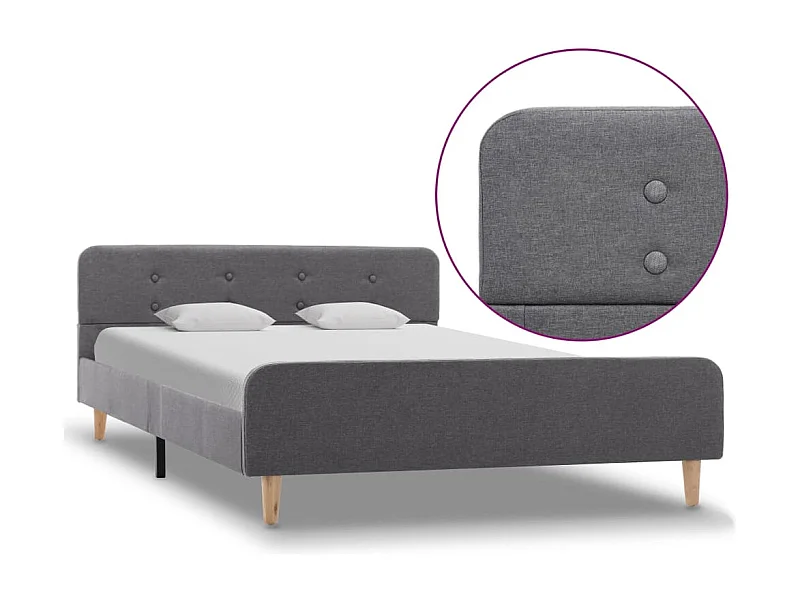 Letto per adulti | Letto singolo | Giroletto Grigio Chiaro in Tessuto 120x200 cm