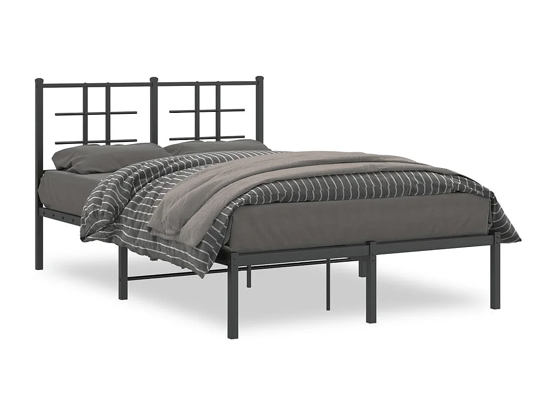 Lit simple | Lit adulte, enfant | Cadre de lit métal avec tête de lit noir 120x190cm