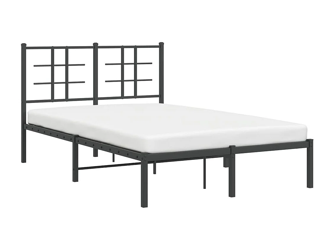 Lit simple | Lit adulte, enfant | Cadre de lit métal avec tête de lit noir 120x190cm