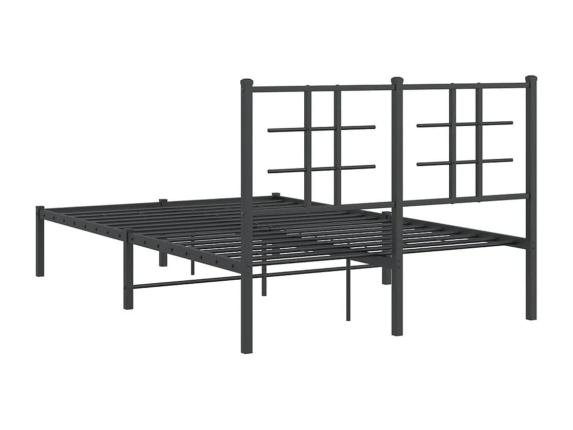 Lit simple | Lit adulte, enfant | Cadre de lit métal avec tête de lit noir 120x190cm