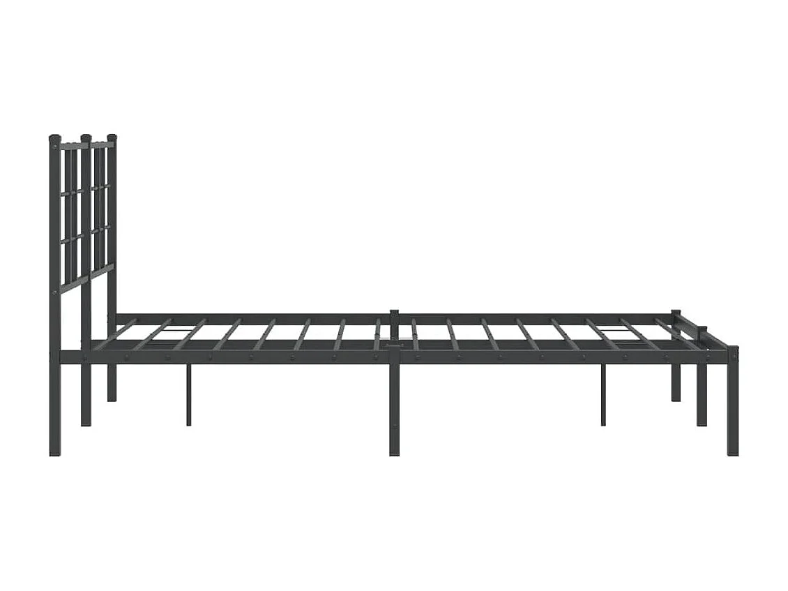 Lit simple | Lit adulte, enfant | Cadre de lit métal avec tête de lit noir 120x190cm