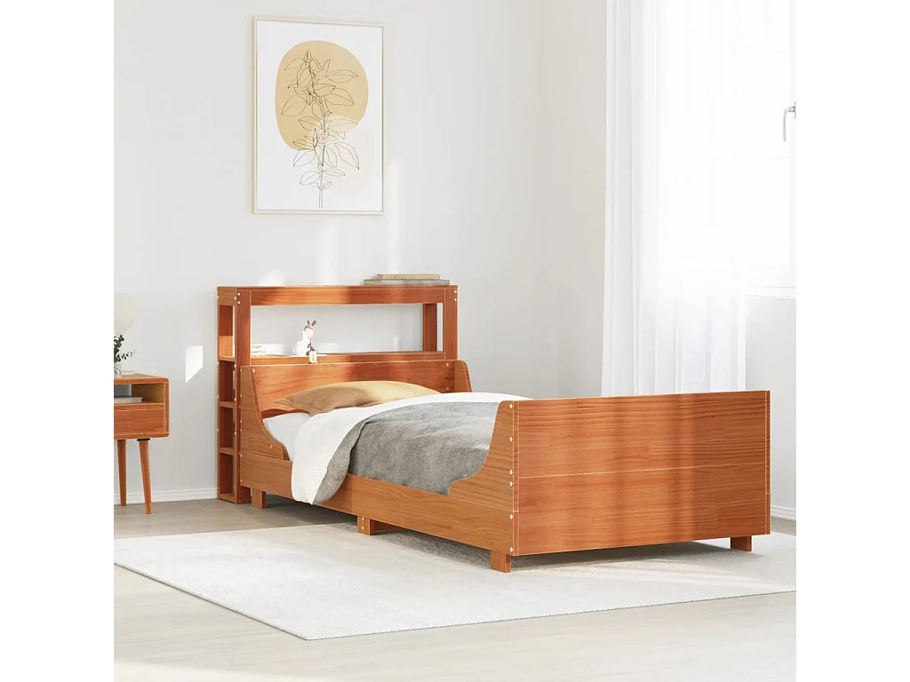 Bedframe | Eenpersoonsbed zonder matras massief grenenhout wasbruin 100x200 cm
