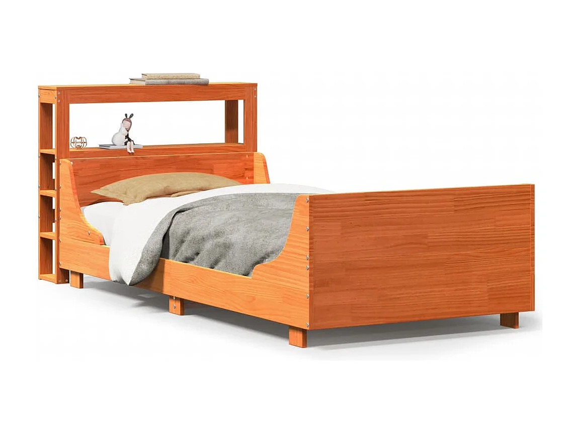 Bedframe | Eenpersoonsbed zonder matras massief grenenhout wasbruin 100x200 cm