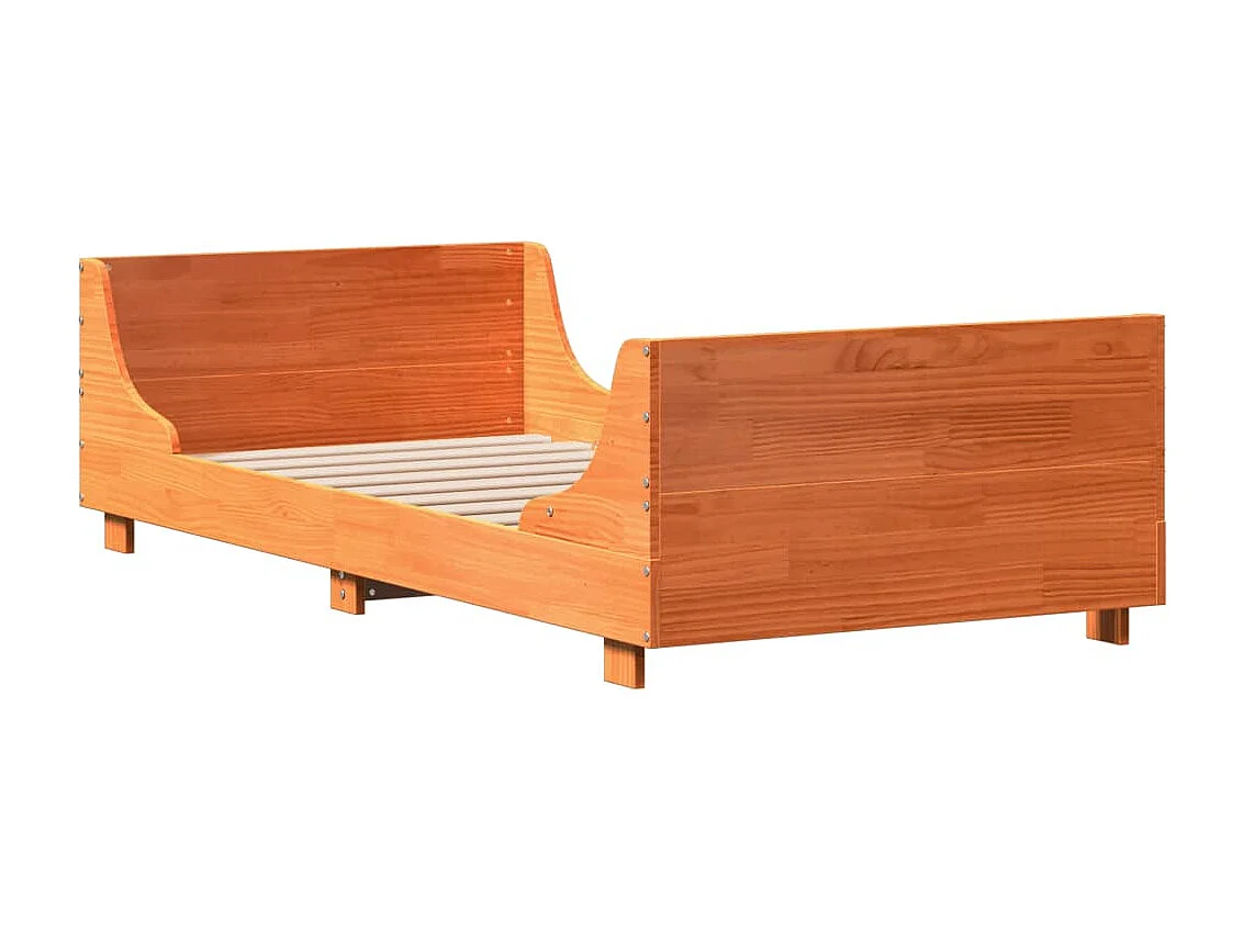 Bedframe | Eenpersoonsbed zonder matras massief grenenhout wasbruin 100x200 cm