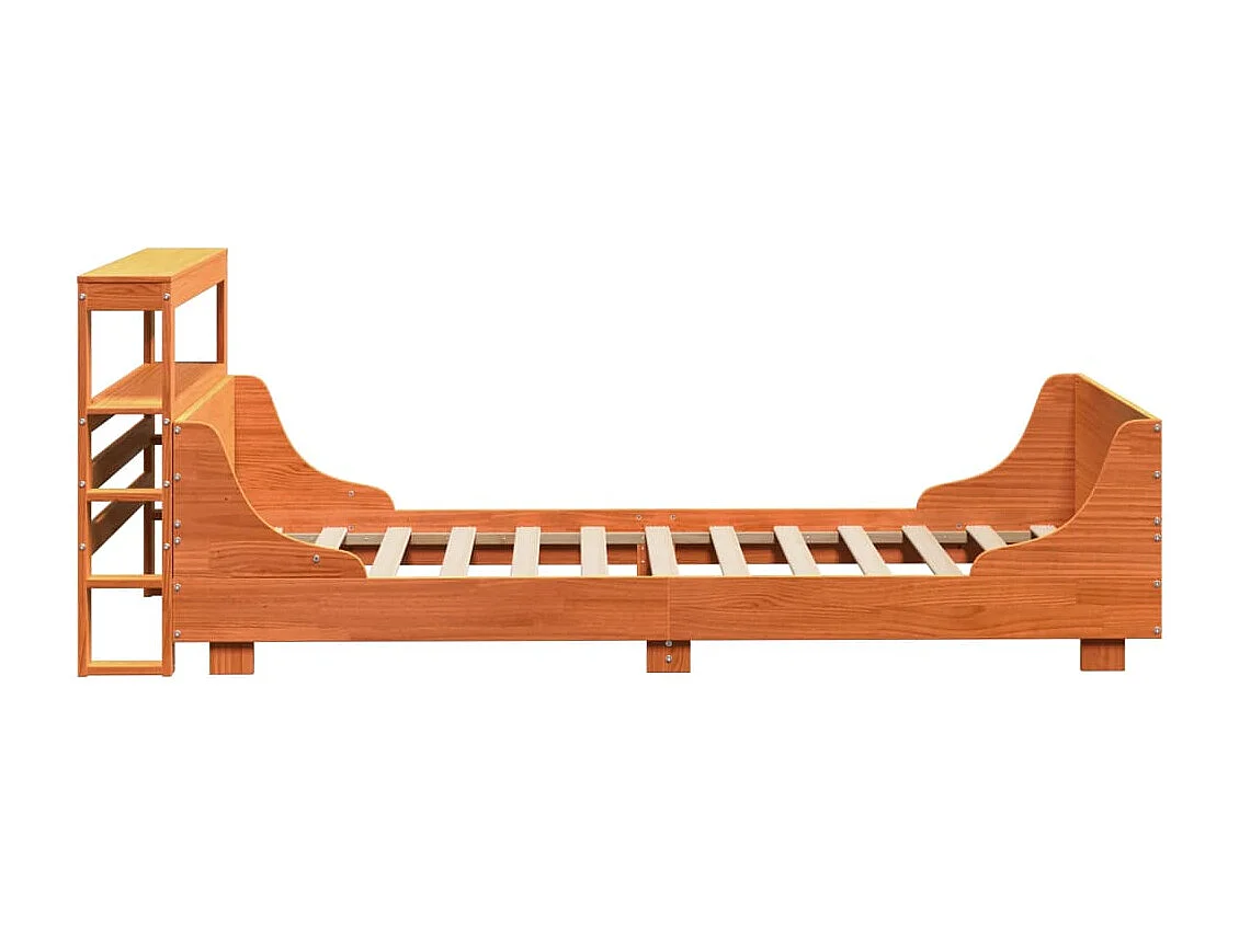 Bedframe | Eenpersoonsbed zonder matras massief grenenhout wasbruin 100x200 cm
