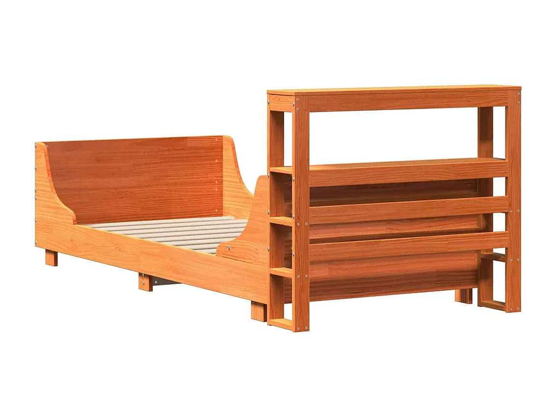 Bedframe | Eenpersoonsbed zonder matras massief grenenhout wasbruin 100x200 cm