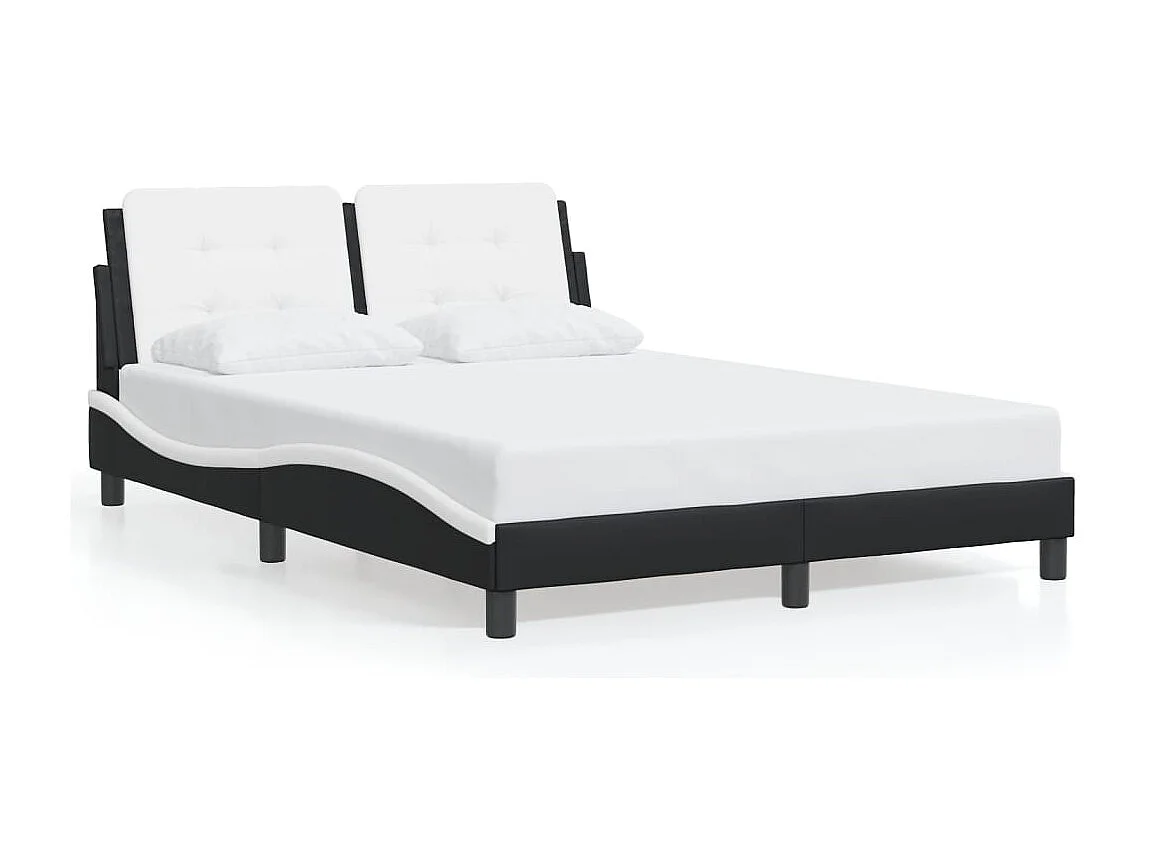 Bedframe | Eenpersoonsbed zonder matras "Zadar" kunstleer zwart en wit 120x200 cm