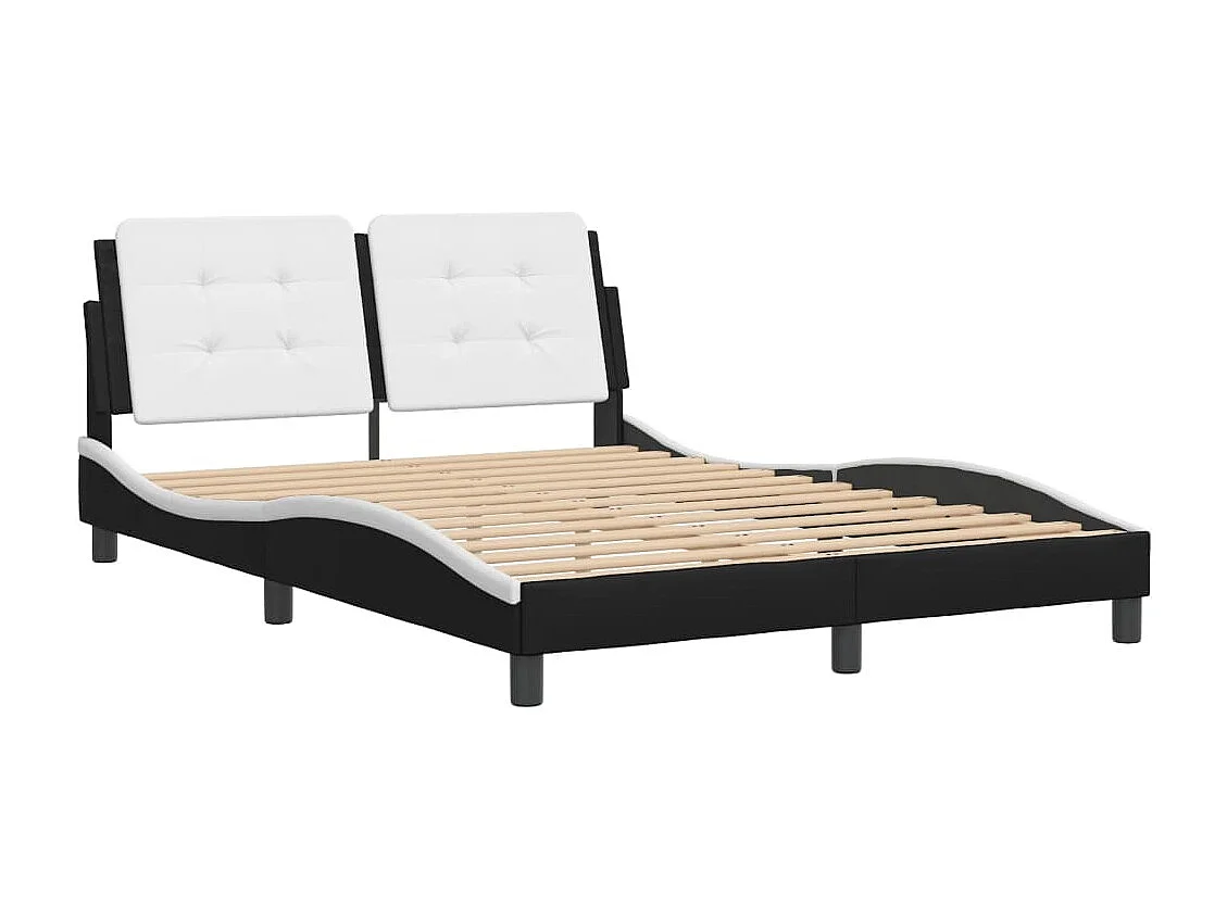 Bedframe | Eenpersoonsbed zonder matras "Zadar" kunstleer zwart en wit 120x200 cm