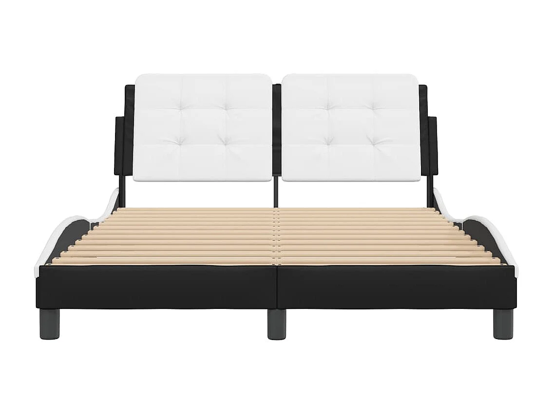 Bedframe | Eenpersoonsbed zonder matras "Zadar" kunstleer zwart en wit 120x200 cm