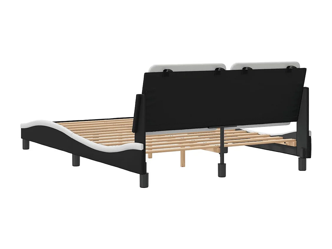 Bedframe | Eenpersoonsbed zonder matras "Zadar" kunstleer zwart en wit 120x200 cm