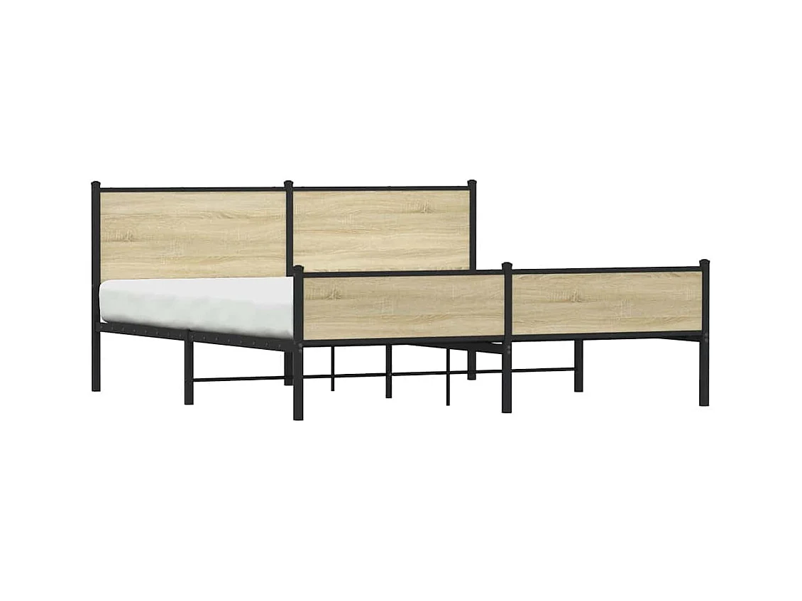 Letto per adulti | Letto matrimoniale | Giroletto senza Materaso in Metallo Rovere Sonoma 183x213 cm