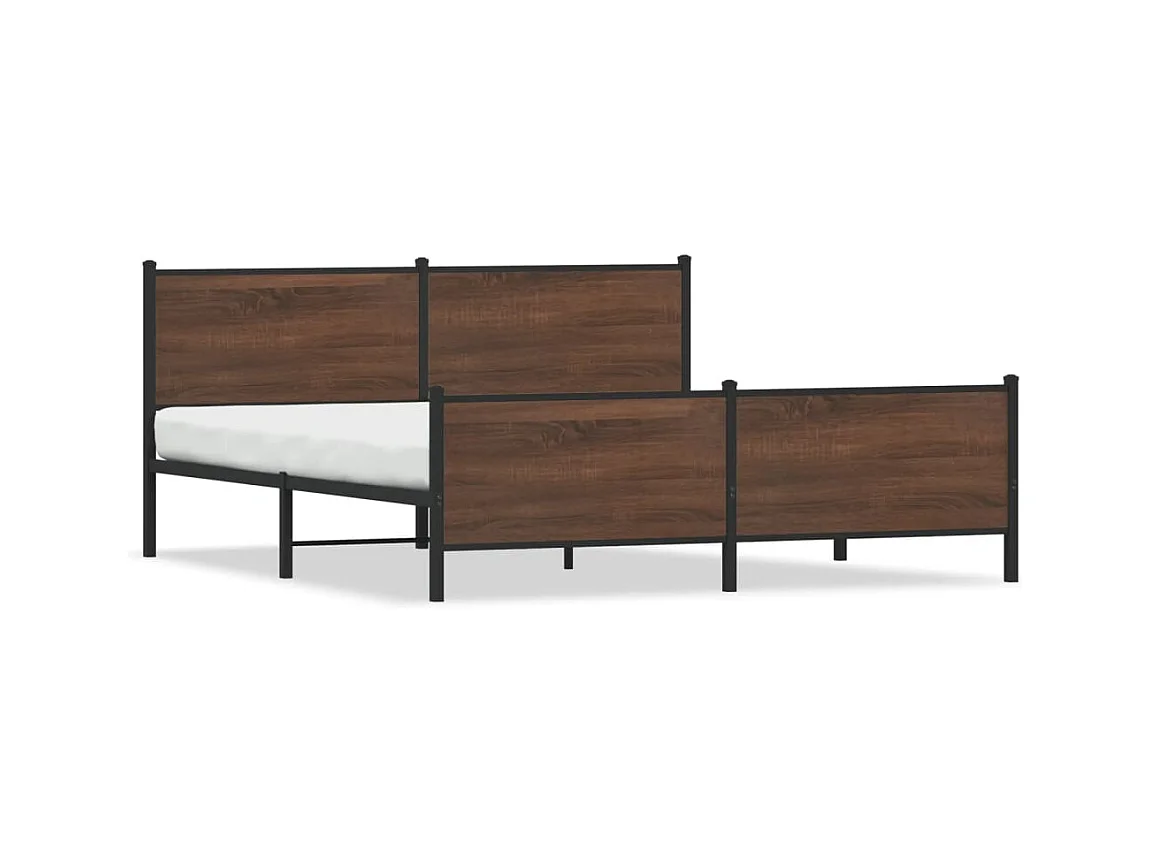 Letto per adulti | Letto matrimoniale | Giroletto senza Materaso in Metallo Rovere Marrone 180x200 cm