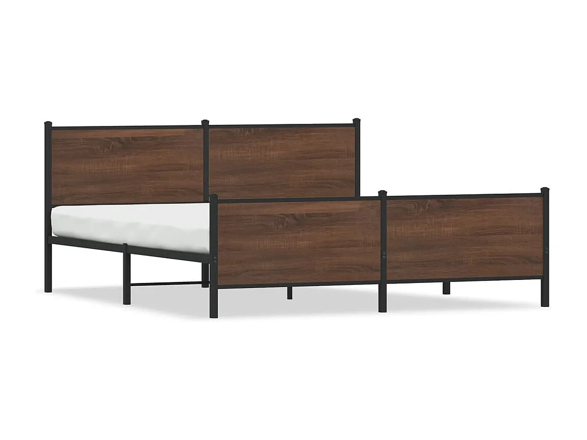 Letto per adulti | Letto matrimoniale | Giroletto senza Materaso in Metallo Rovere Marrone 180x200 cm
