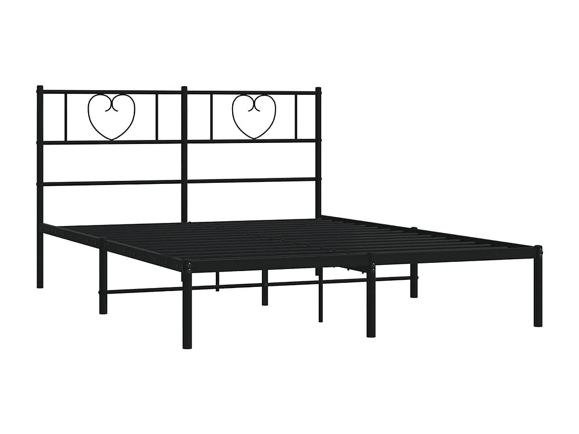 Lit double | Lit adulte | Cadre de lit métal avec tête de lit noir 140x200cm