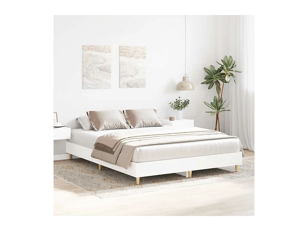 Letto per adulti | Letto matrimoniale | Giroletto senza Materasso Bianco 140x200 cm Legno Multistrato