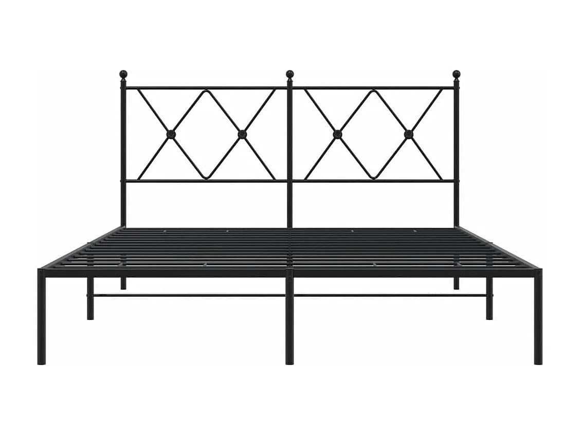 Lit double | Lit adulte | Cadre de lit métal avec tête de lit noir 135x190cm