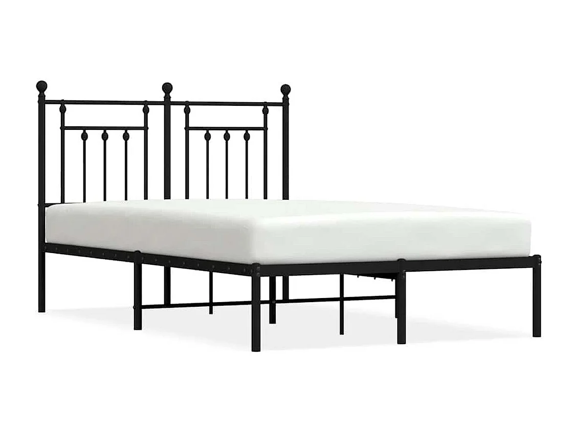 Lit double | Lit adulte | Cadre de lit métal avec tête de lit noir 135x190cm