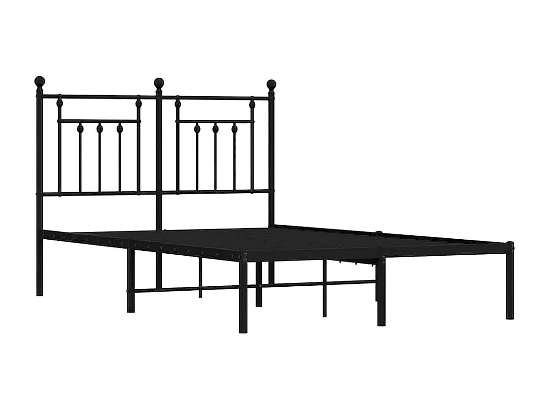 Lit double | Lit adulte | Cadre de lit métal avec tête de lit noir 135x190cm
