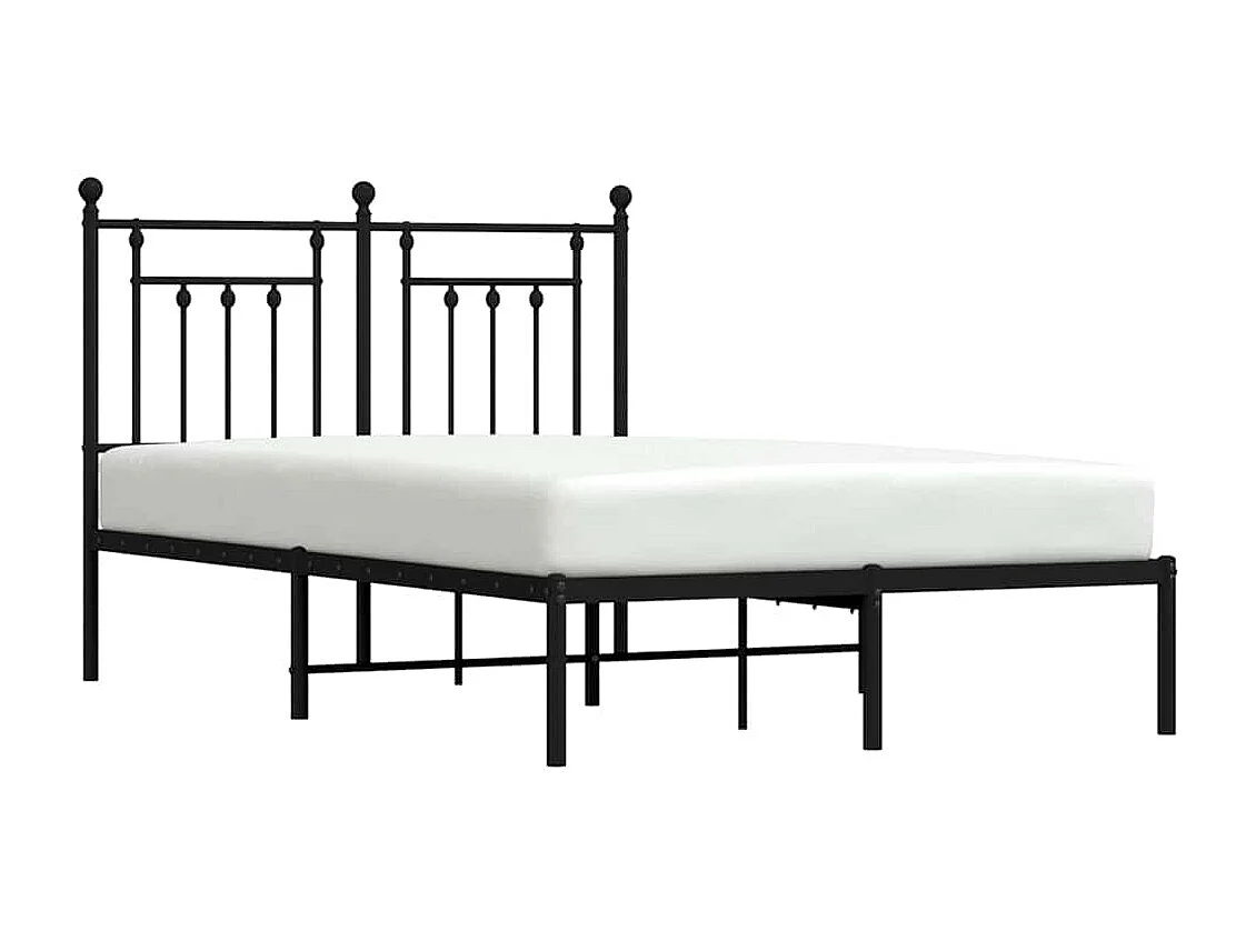 Lit double | Lit adulte | Cadre de lit métal avec tête de lit noir 135x190cm